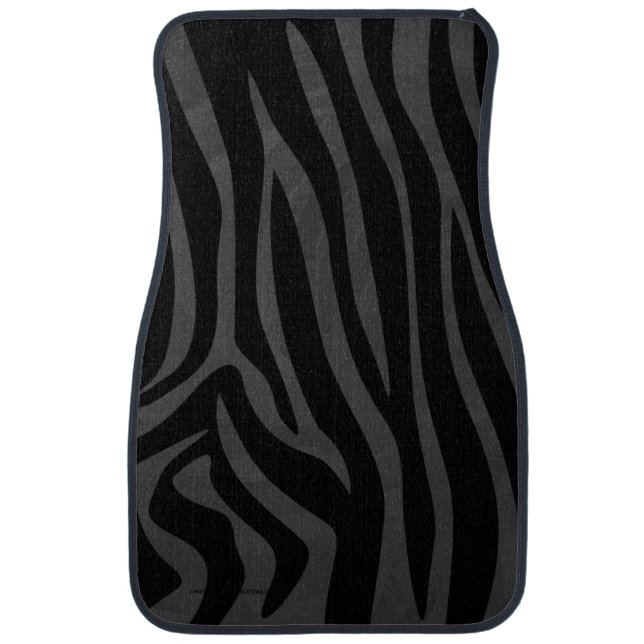 Zebra Black and Gray Print Car Mat (Front)
