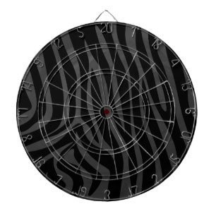 Zebra Black and Gray Print Dartboard With Darts