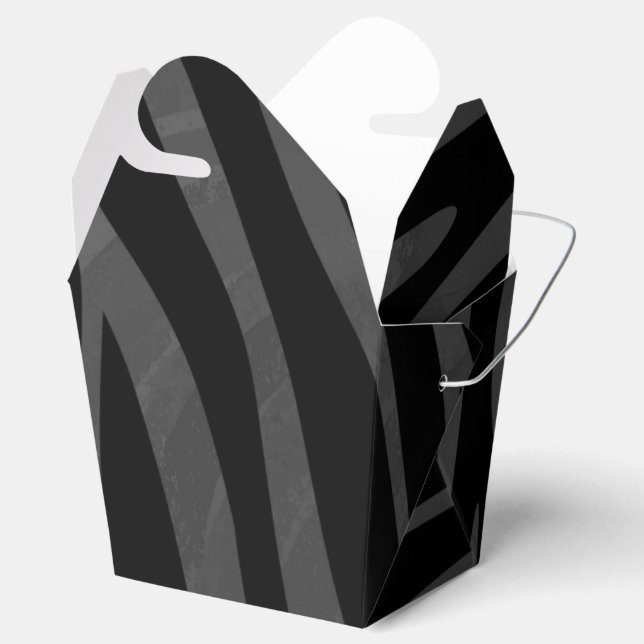 Zebra Black and Gray Print Favor Boxes (Opened)