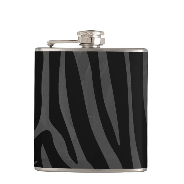 Zebra Black and Gray Print Flask (Front)
