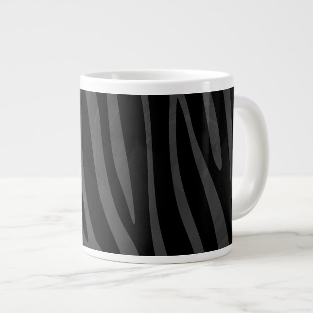 Zebra Black and Gray Print Giant Coffee Mug (Front Right)