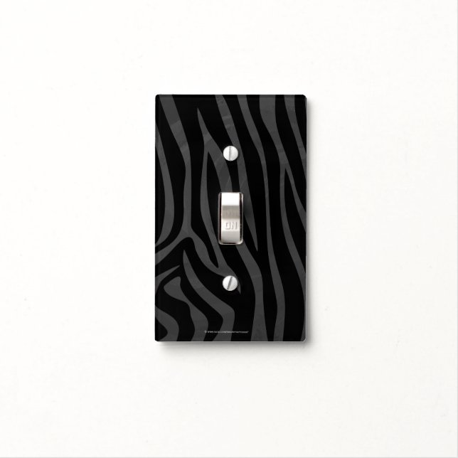 Zebra Black and Gray Print Light Switch Cover (In Situ)