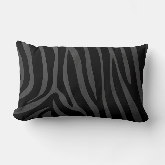 Zebra Black and Gray Print Lumbar Pillow (Front)