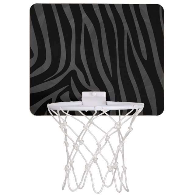 Zebra Black and Gray Print Mini Basketball Hoop (Front)
