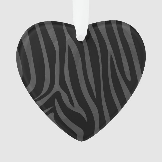 Zebra Black and Gray Print Ornament (Front)