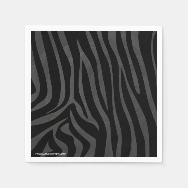 Zebra Black and Gray Print Paper Napkins (Front)