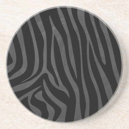 Zebra Black and Gray Print Sandstone Coaster