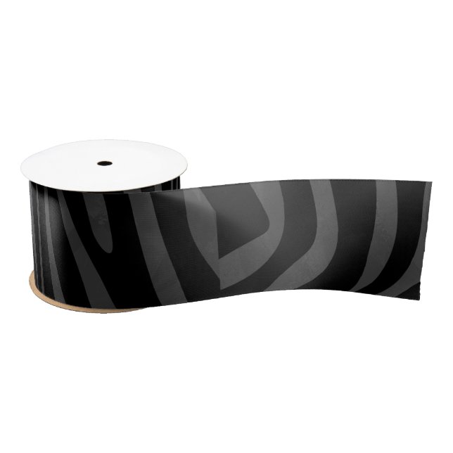 Zebra Black and Gray Print Satin Ribbon (Spool)