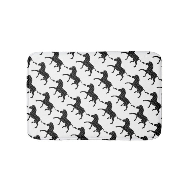 Zebra Black and Gray Print Silhouette Bathroom Mat (Front)