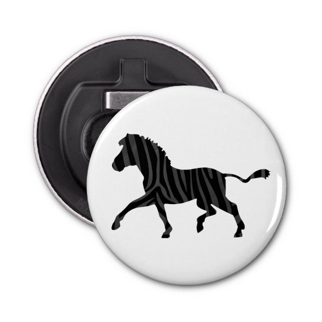 Zebra Black and Gray Print Silhouette Bottle Opener (Front)
