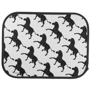 Zebra Black and Gray Print Silhouette Car Mat