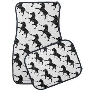 Zebra Black and Gray Print Silhouette Car Mat