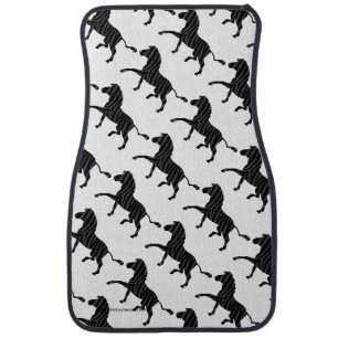 Zebra Black and Gray Print Silhouette Car Mat