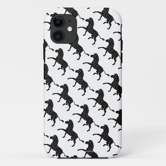 Zebra Black and Gray Print Silhouette Case-Mate iPhone Case (Back)