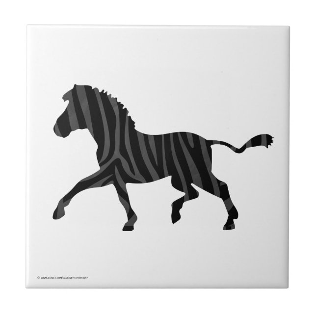 Zebra Black and Gray Print Silhouette Ceramic Tile (Front)
