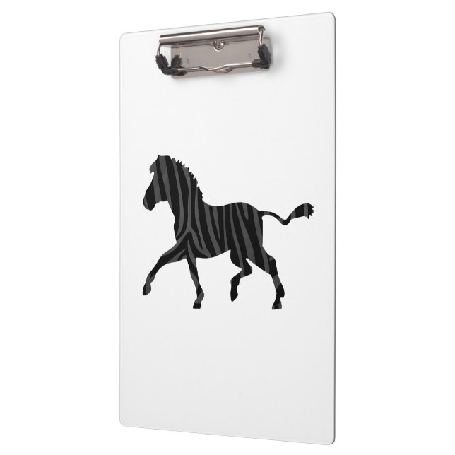 Zebra Black and Gray Print Silhouette Clipboard (Left)
