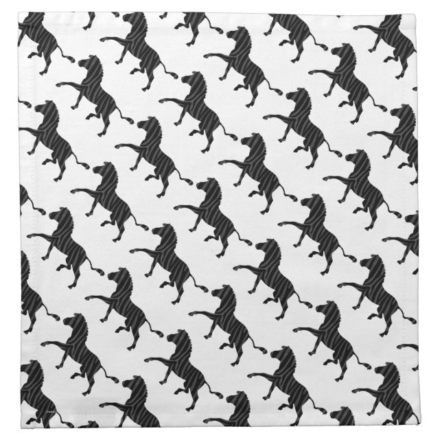 Zebra Black and Gray Print Silhouette Cloth Napkin (Front)