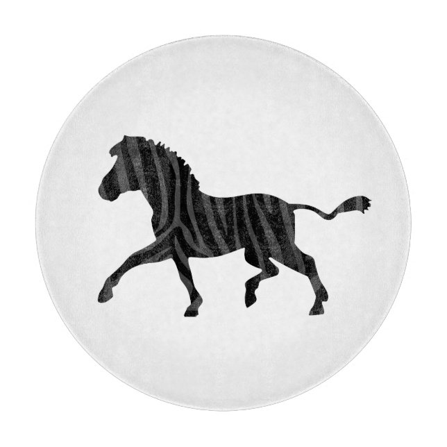 Zebra Black and Gray Print Silhouette Cutting Board (Front)