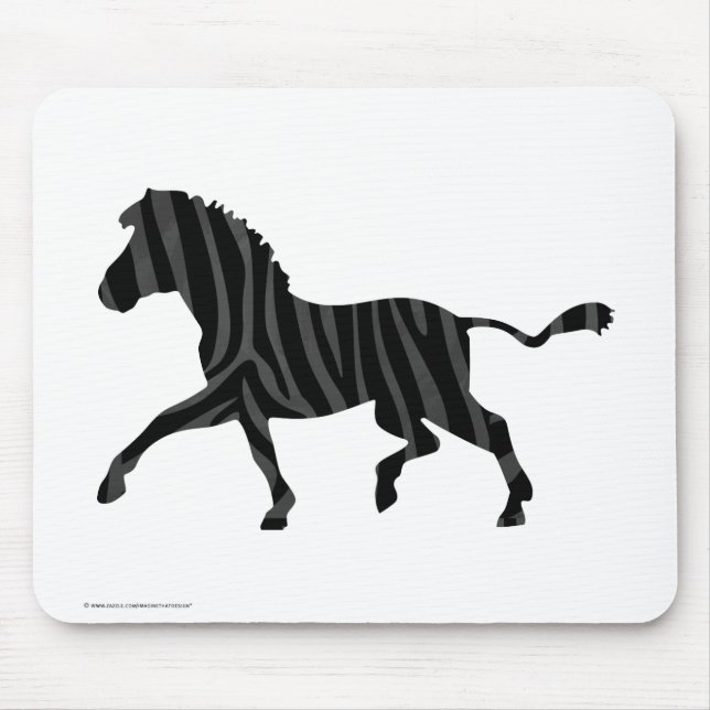 Zebra Black and Gray Print Silhouette Mouse Pad (Front)