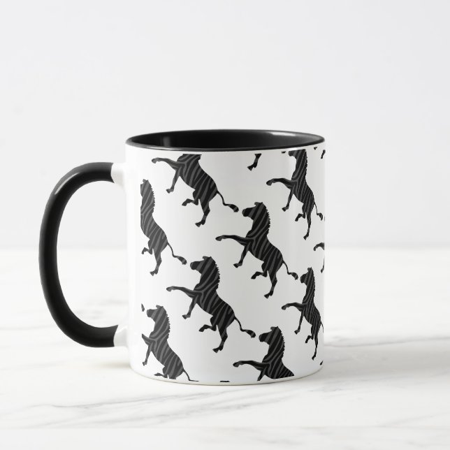 Zebra Black and Gray Print Silhouette Mug (Left)