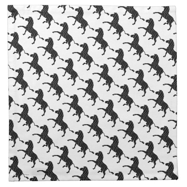 Zebra Black and Gray Print Silhouette Napkin (Front)