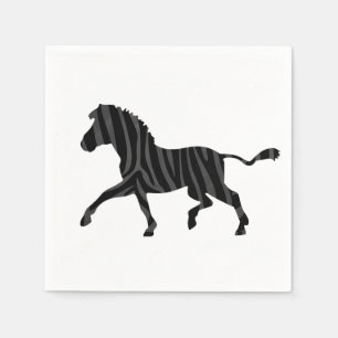 Zebra Black and Gray Print Silhouette Napkins