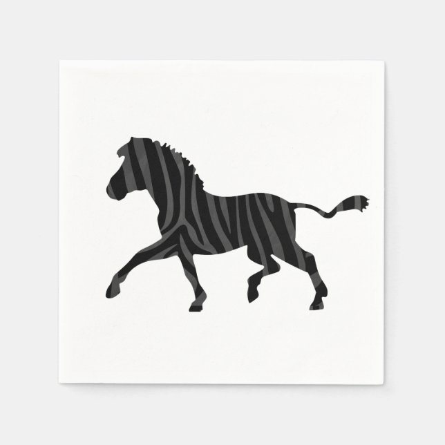 Zebra Black and Gray Print Silhouette Napkins (Front)