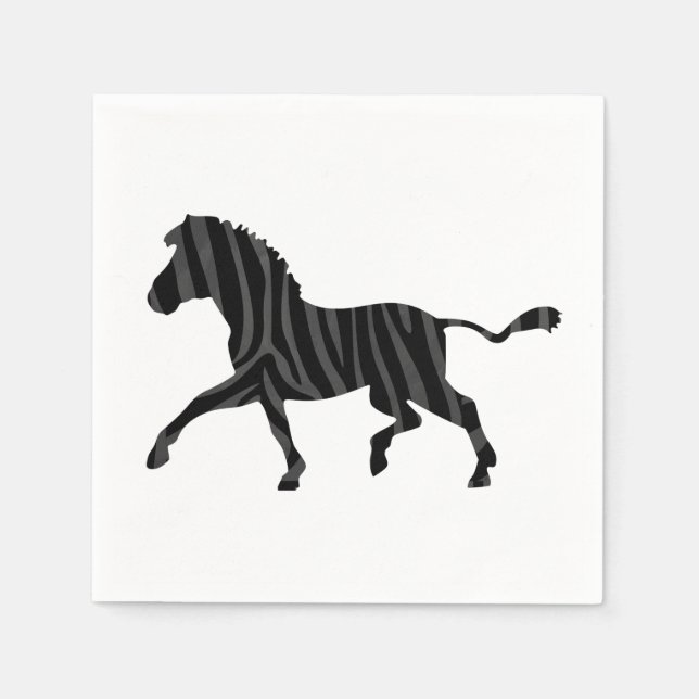 Zebra Black and Gray Print Silhouette Napkins (Front)