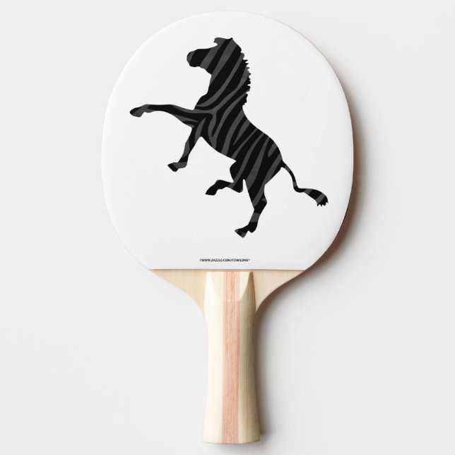 Zebra Black and Gray Print Silhouette Ping-Pong Paddle (Front)