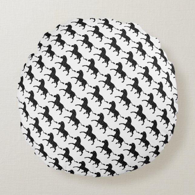 Zebra Black and Gray Print Silhouette Round Pillow (Front)