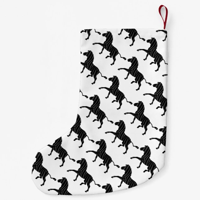 Zebra Black and Gray Print Silhouette Small Christmas Stocking (Back)