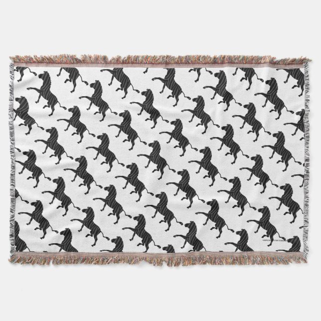 Zebra Black and Gray Print Silhouette Throw Blanket (Front)