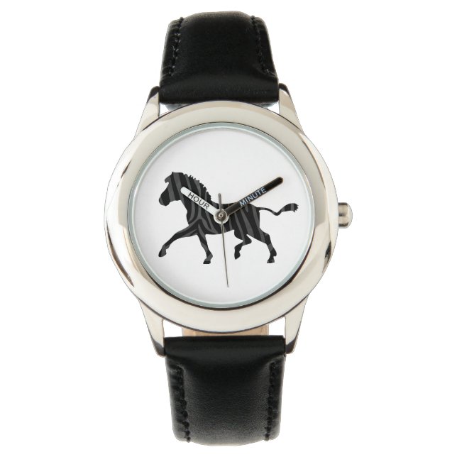 Zebra Black and Gray Print Silhouette Watch (Front)