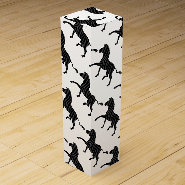 Zebra Black and Gray Print Silhouette Wine Box (Front)