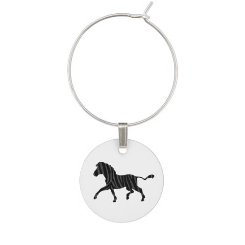 Zebra Black and Gray Print Silhouette Wine Charm