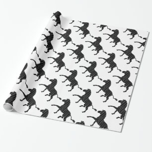 Zebra Black and Gray Print Silhouette Wrapping Paper