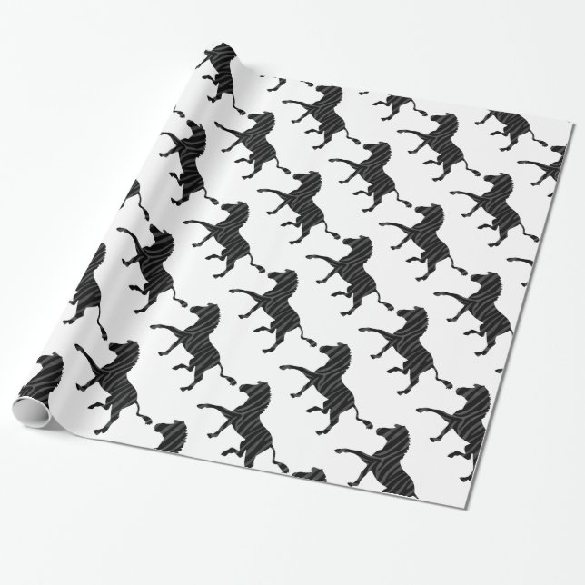 Zebra Black and Gray Print Silhouette Wrapping Paper (Unrolled)