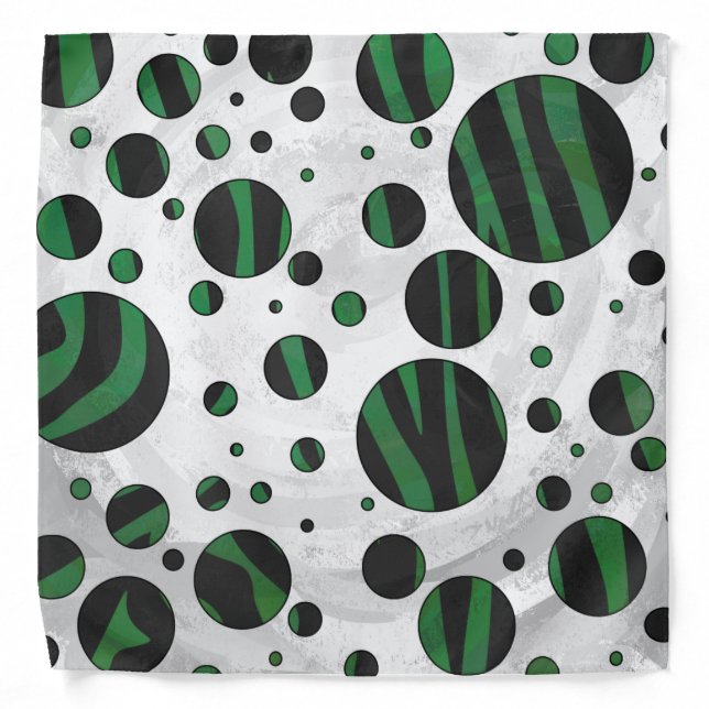 Zebra Black and Green Polka Dot Bandana (Front)