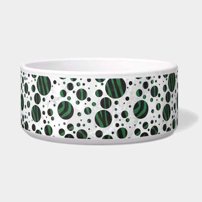 Zebra Black and Green Polka Dot Bowl (Right)