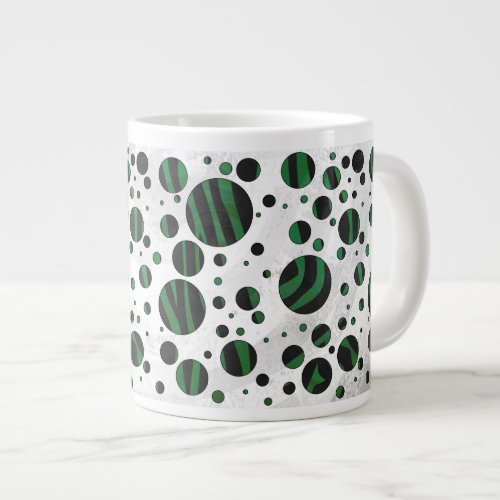 Zebra Black and Green Polka Dot Large Coffee Mug