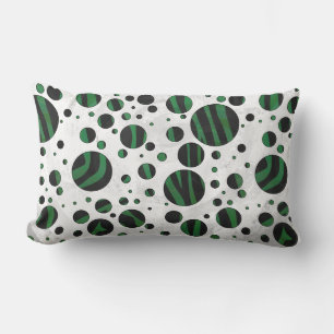 Zebra Black and Green Polka Dot Lumbar Pillow