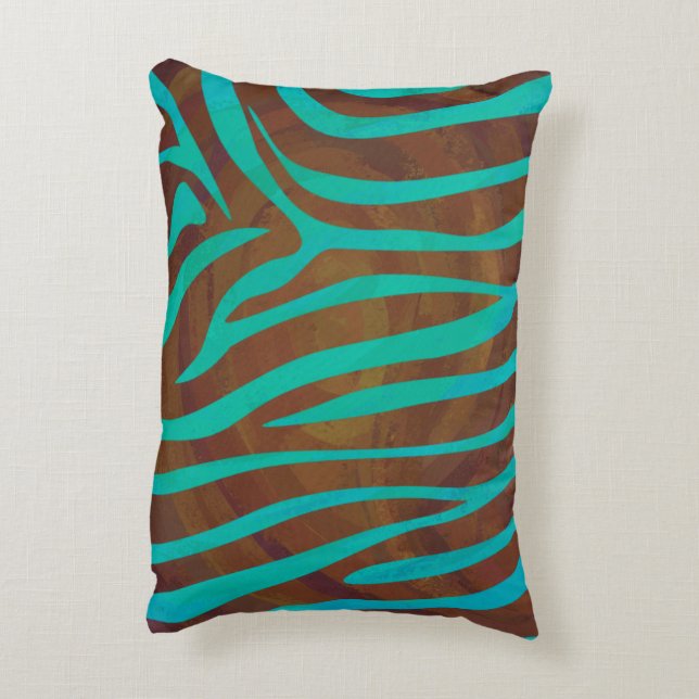 Zebra Black and Green Print Accent Pillow (Back(Vertical))