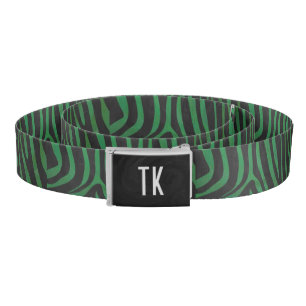 Zebra Black and Green Print Belt