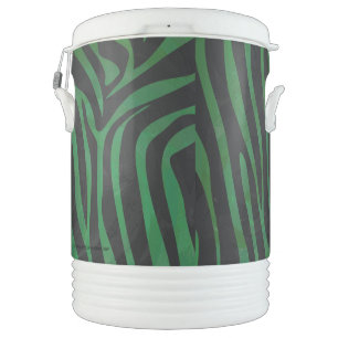 Zebra Black and Green Print Beverage Cooler