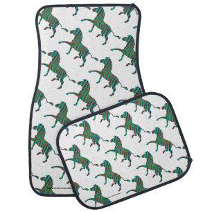 Zebra Black and Green Print Car Mat