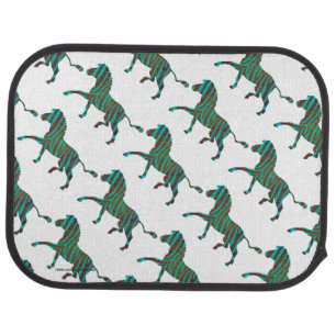 Zebra Black and Green Print Car Mat