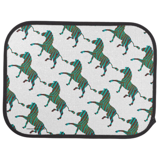 Zebra Black and Green Print Car Mat (Rear)