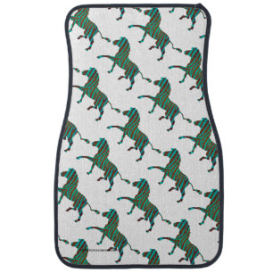 Zebra Black and Green Print Car Mat