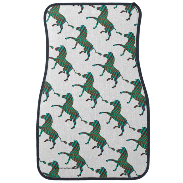 Zebra Black and Green Print Car Mat (Front)