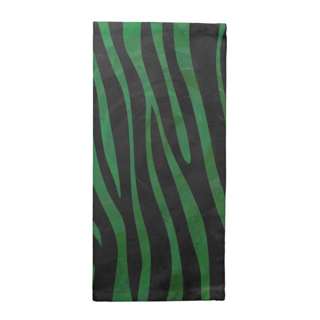 Zebra Black and Green Print Cloth Napkin (Half Fold)